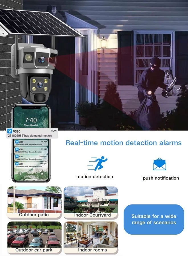 Solar Dual-Lens Wifi Security Camera, Outdoor Wireless 360° Security CCTV Camera with AI Detection for Home - Image 4